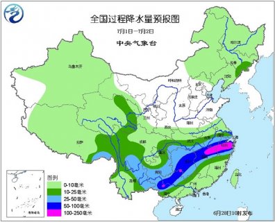 2015年6月28日中央气象台未来十天中央天气预报