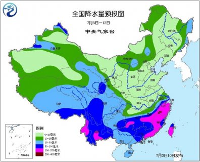 2015年7月3日中央气象台未来十天中央天气预报