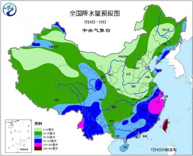 2015年7月4日中央气象台未来十天中央天气预报
