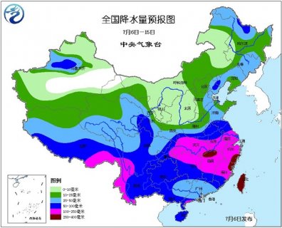 2015年7月6日中央气象台未来十天中央天气预报
