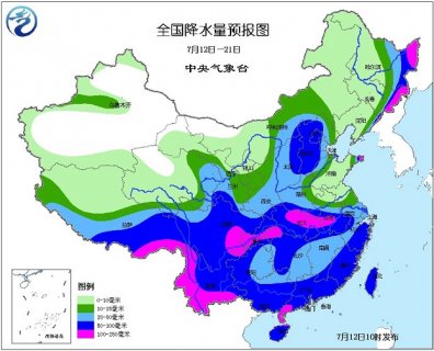 2015年7月12日中央天气预报 未来十天天气预报