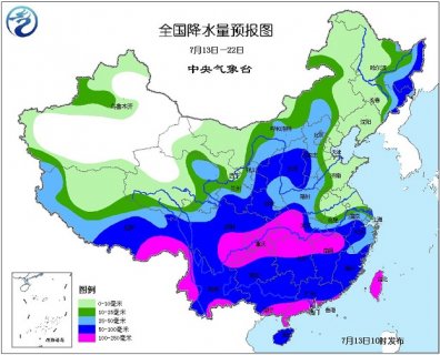 2015年7月13日中央气象台未来十天中央天气预报