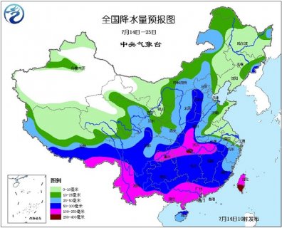 2015年7月14日中央气象台未来十天中央天气预报
