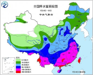2015年7月16日中央气象台未来十天中央天气预报