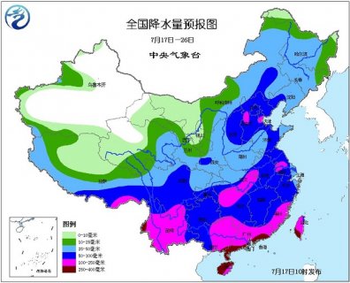2015年7月17日中央气象台未来十天中央天气预报