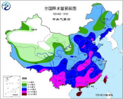 中央气象台未来十天中央天气预报2015年7月18日