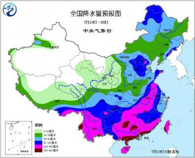 2015年7月19日中央气象台未来十天中央天气预报