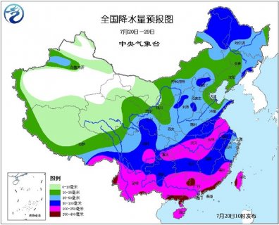 2015年7月20日中央气象台未来十天中央天气预报