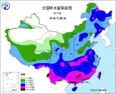 2015年7月21日中央气象台未来十天中央天气预报