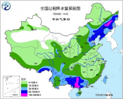 2015年7月24日中央气象台未来十天中央天气预报