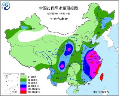 2015年8月5日中央气象台未来十天中央天气预报