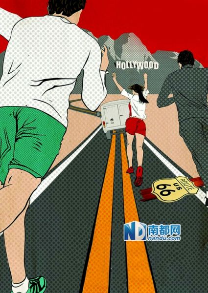 中美合拍片《横冲直撞好莱坞》海报(赵薇、黄晓明、佟大为主演)
